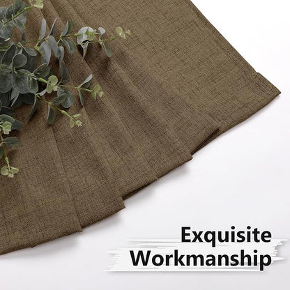 Tollpiz Linen Curtains Living Room Rod Pocket Semi Sheer Curtain Burlap Light - Image 7