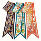 Skinny Scarf 3 Pack for Women – Bag Scarf, Silk Hair Scarves (Original Prints, Premium Twill, 3 Designs)