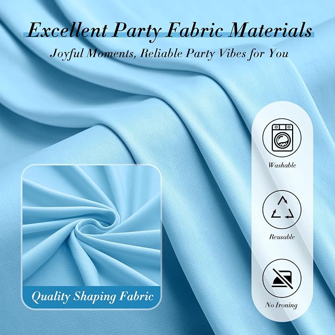 10 ft x 8 ft Wrinkle Free Baby Blue Backdrop Curtain - Image 3