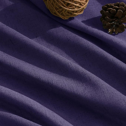 Extra Long Curtain Purple Morden Linen Blend Light Filtering Back Tab Curtains - Image 5