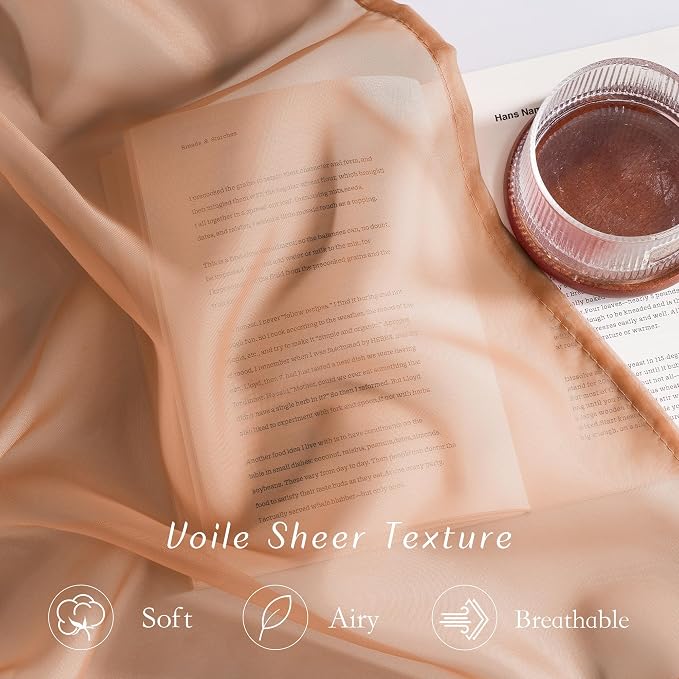 NICETOWN Terracotta Sheer Curtains, Grommet Voile Sheer Window Treatments Airy - Image 4