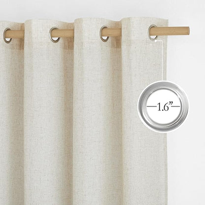 NICETOWN Linen Flax Semi Sheer Curtains 94" Length, Grommet Window Treatments - Image 2