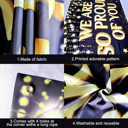 KatchOn Black and Gold Congratulations Banner 72x44 Inch | We Are So Proud of - Image 5