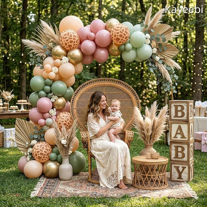 Sage Green Pink Gold Balloons Wild One Birthday Decorations 12inch Light Pink - Image 3