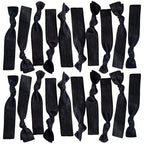 Kenz Laurenz Hair Ties Ponytail Holder Set No Crease Ribbon Bands - (Pack of 20) - Black