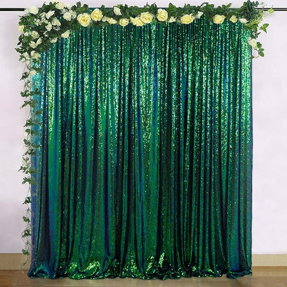 ShinyBeauty Sequin Backdrop 10x10FT Iridescent Green | Glitter Photo Background - Image 5