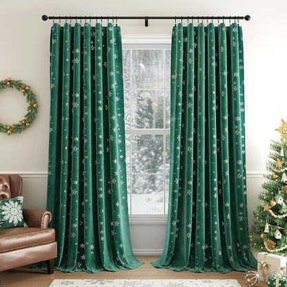 Beauoop Christmas Green Velvet Curtains by Beauoop