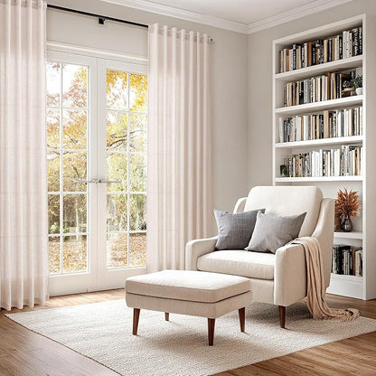 Natural White Linen Curtains 84 Inch Length - Image 6