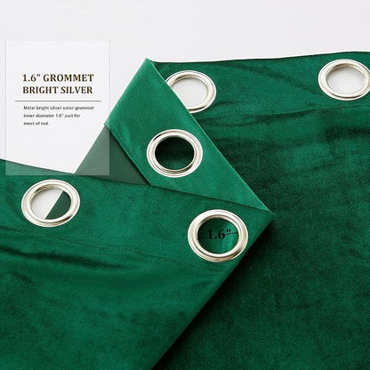 BULBUL Velvet Green Blackout Curtains 102 inch Long - Image 4