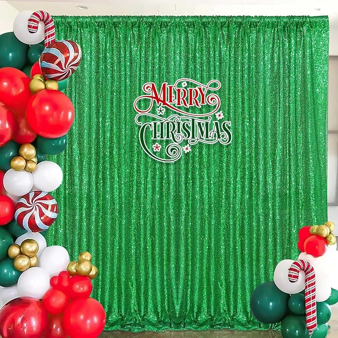 7ft x 7ft Green Sequin Backdrop Curtain Party Backdrop Curtain | Background - Image 4
