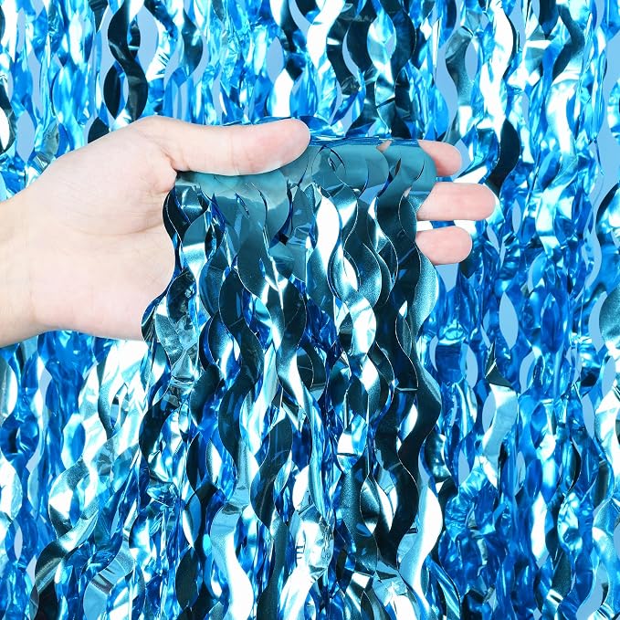 Wavy Blue Streamers Party Backdrop - Image 3
