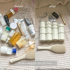 Cadence Travel Containers - Daily Routine Capsule Set - Magnetic Containers with Lids,4 Flex Mediums (1.32oz) & 3 Flex Smalls (0.56oz) - Shampoo, Conditioner, Body Wash, Pills, & More - Sand