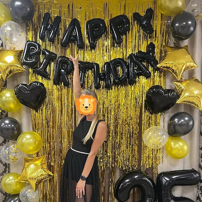 Black Happy Birthday Balloon Banner, 16 Inch Foil Mylar Happy Birthday Balloons - Image 6