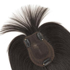 Hairro Human Hair Toppers with Wispy Bangs, 3D 360° Seamless Real Hair Toppers, Hand-Tied with 3.5"x4.7" U-shaped Base, Clip-In Hairpieces to Add Volume on Top, 12 Inch Natural Black