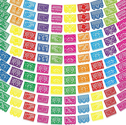 Boao 12 Packs 180 ft Mexican Party Decorations Fiesta Banner Plastic Papel by Boao