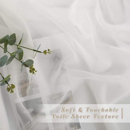 NICETOWN Beige Sheer Curtains for Living Room 120 inches Long, Grommet Voile - Image 3