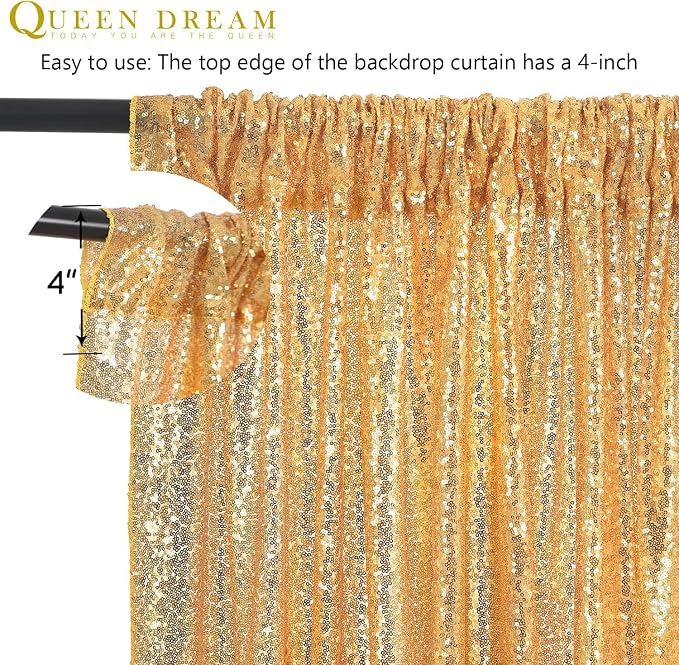 8ft x 8ft Gold Sequin Backdrop Curtain Glitter Photo Booth Backdrop | Sparkly - Image 8
