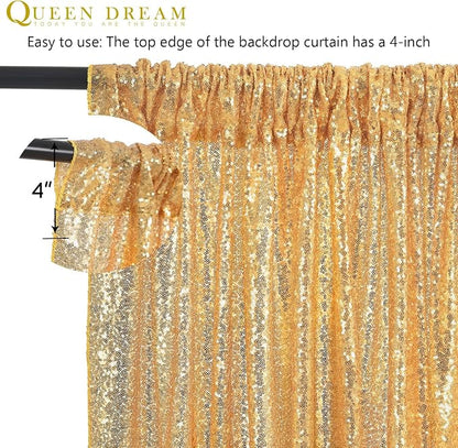 8ft x 8ft Gold Sequin Backdrop Curtain Glitter Photo Booth Backdrop | Sparkly - Image 8