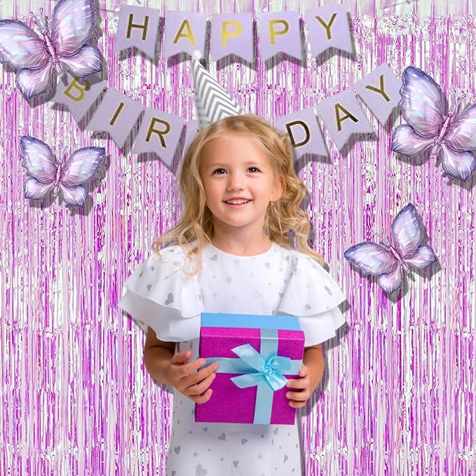 BRAVESHINE Iridescent Purple Foil Curtain | Holographic Fringe Backdrop | 2 - Image 4