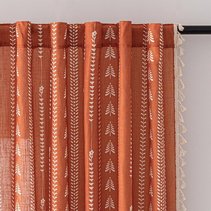 Boho Burnt Orange Curtains by MEETSKY