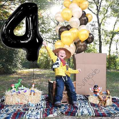 KatchOn Black Number 4 Balloons 40 Inch, 4 Birthday Decorations | Black 4 - Image 5