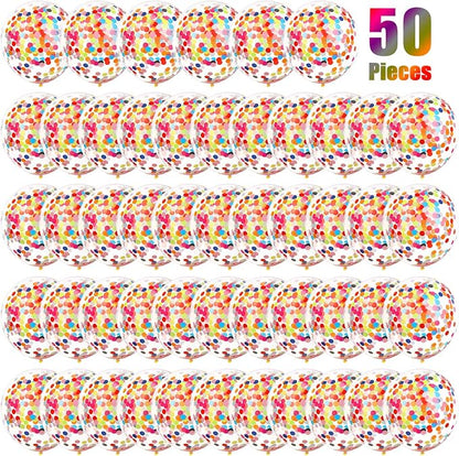 Gejoy 50 Pieces Rainbow Multicolor Confetti Balloons 12 Inches Latex Balloon - Image 2