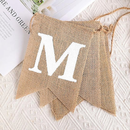 FQTANJU 8 Pcs/Set MR and MRS Burlap Banner, Wedding Hanging Banner - Image 4