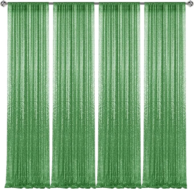 2×8FT-4PCS Grass Green Sequin Backdrop Curtains Panels, Photography Backdrop - Image 7