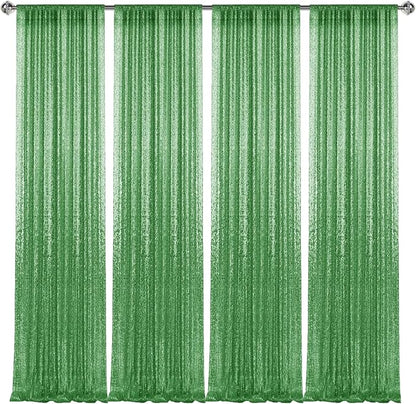 2×8FT-4PCS Grass Green Sequin Backdrop Curtains Panels, Photography Backdrop - Image 7