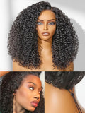 LUVME HAIR 100% Real Human Hair Wig Lace Frontal Deep Curly 20 inches Drawstring Cap Glueless HD Lace Wigs Human Hair Pre Plucked Pre Cut, Curly Wig Human Hair Ready to Go Wig