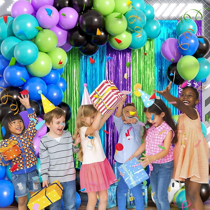 Video Game Balloon Arch Garland Kit Birthday Party Decorations | Purple Blue - Image 2
