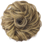 FESHFEN Messy Bun Hair Piece - Large Elastic Wavy Curly Hair Bun Scrunchies Ponytail Extensions Synthetic Chignon Hairpieces for Women, Ash Brown & Blonde 1.94oz