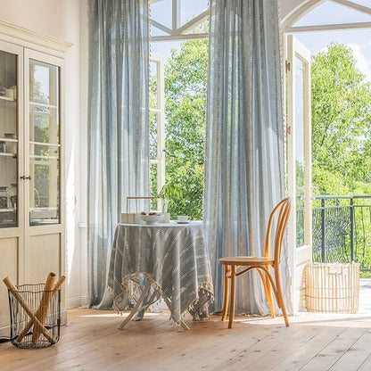 Boho Embroidery Striped Farmhouse Curtains - Image 2