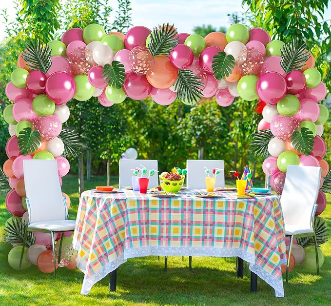 117Pcs Tropical Balloons Arch Garland Kit Luau Party Decorations | Hot Pink - Image 3