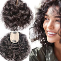 Curly Hair Toppers for Women, Real Human Hair Topper for Thinning Hair, Realistic Scalp Crown Hair Topper with Natural Volume, Clip-In 3D Scalp Cover, Natural Black 1B 12 In