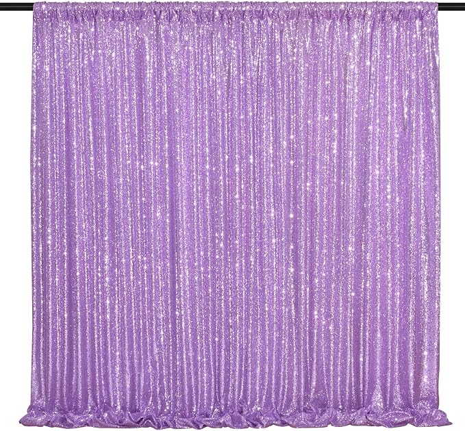 Wedding Sequin Backdrop Lavender 2 Pcs 5FTx10FT Glitter Curtain Backdrop Arch - Image 4