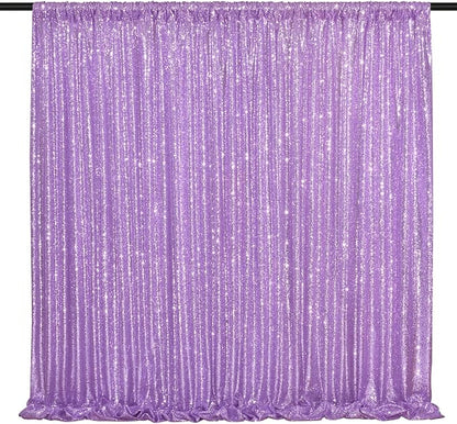 Wedding Sequin Backdrop Lavender 2 Pcs 5FTx10FT Glitter Curtain Backdrop Arch - Image 4