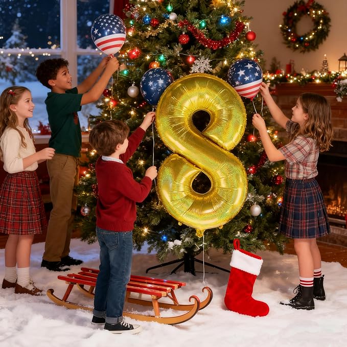 Jonhamwelbor 40 Inch Laser Gold Number 8 Balloon Foil Mylar | Giant Balloon - Image 5