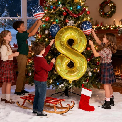 Jonhamwelbor 40 Inch Laser Gold Number 8 Balloon Foil Mylar | Giant Balloon - Image 5