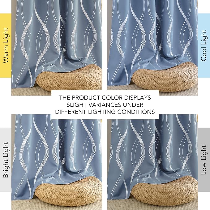 NICETOWN Dusty Blue Foil Printed Curtain - Image 6