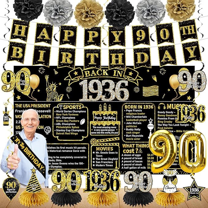 Zirtorei 90th Birthday Decorations by Zirtorei