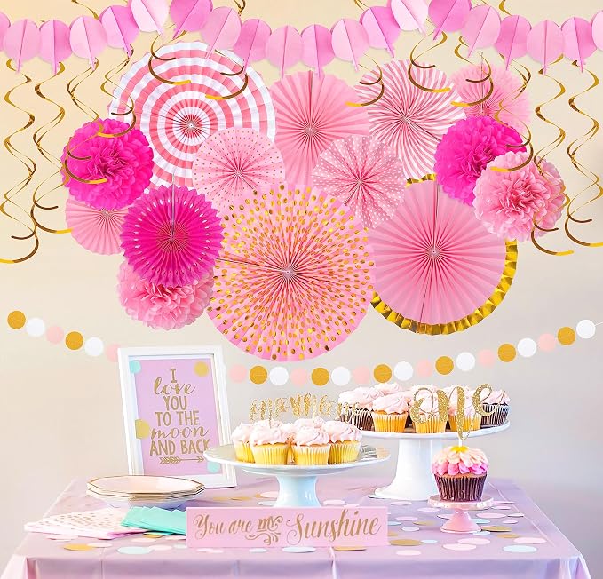 35PCS Party Decorations Paper Fan Hanging Set - Image 6