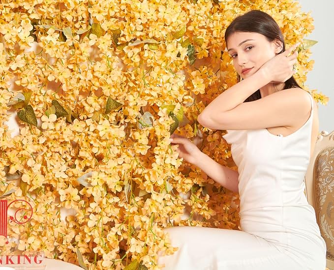 Artificial Flower Garland 2pcs 5.6ft Hydrangea Vine Decor, Champagne Flower | - Image 4