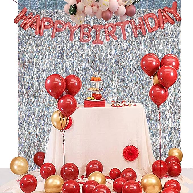 Silver Tinsel Backdrop- CYLMFC 3 Pack 3.3 ft x 6.6 ft Streamer Foil Fringe - Image 6