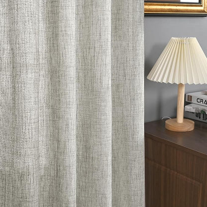 YoungsTex Dark Grey Linen Curtains 84 Inch Length 2 Panels - Image 5