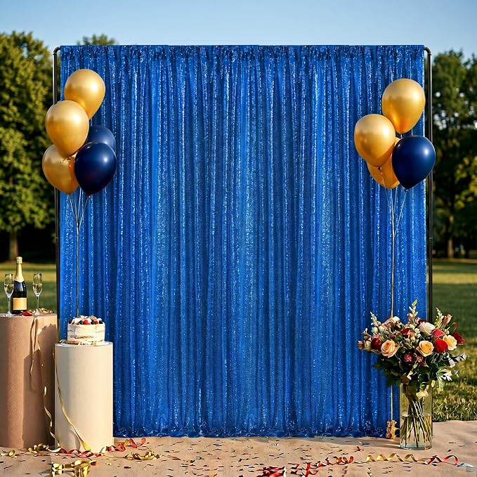 4th of July Party Decorations, 1 Panel 3FTx8FT Navy Blue Sequin Backdrop - Image 4