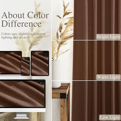 Extra Long Mocha Brown Linen Curtains 120 Inch - Image 3