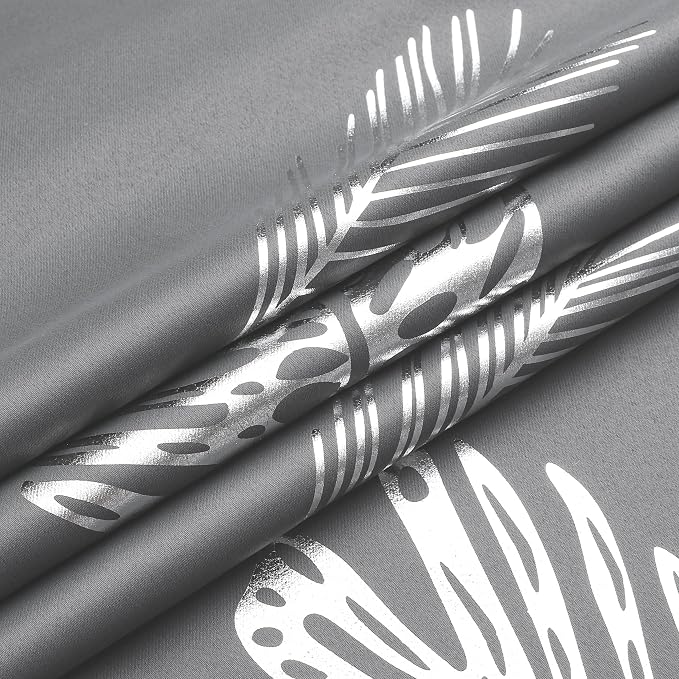 Silver Palm Tree Unique Design Pattern Blackout Curtains Energy Saving Curtains - Image 8