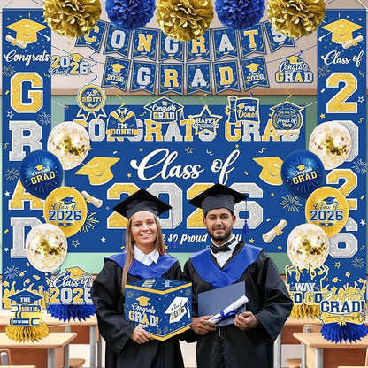 Graduation Decorations Class of 2026 Blue and Gold Graduation Decorations - Image 2