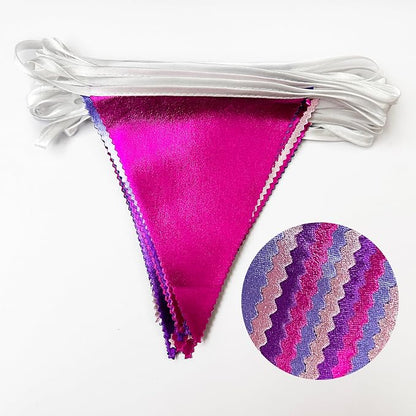Pink and Purple Party Decorations Metallic Hot Pink Lavender Fabric Triangle - Image 3